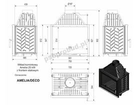 Wkład kominkowy AMELIA DECO 25 + dolot