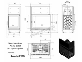 Wkład kominkowy Amelia 25 kW boczna szyba (łączona bez szprosa)