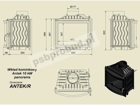 wkład kominkowy ANTEK 10 panoramiczny