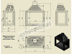 Wkład kominkowy Amelia 25 kW lewy/prawy