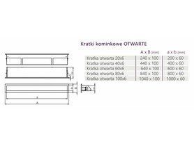 Kratka kominkowa otwarta 40x6cm czarny mat