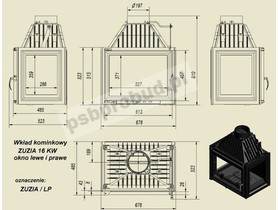 Wkład kominkowy ZUZIA 16 lewy prawy 3szyby