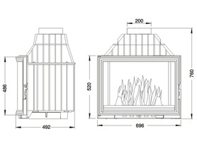 Wkład kominkowy UNIFLAM 700 PANORAMA z szybrem doprowadznie powietrza