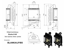 Wkład kominkowy Blanka 8 kW BS lewa/prawa