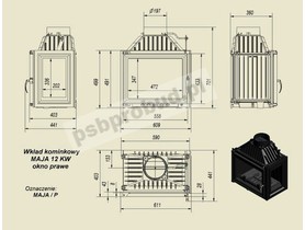 Wkład kominkowy MAJA 12 prawy + dolot