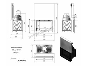 Wkład kominkowy OLIWIA 18 gilotyna + dolot + glass