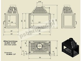 Wkład kominkowy OLIWIA 18 lewy prawy 3 szyby + dolot