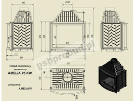 Wkład kominkowy Amelia 25 kW panoramiczny + dolot