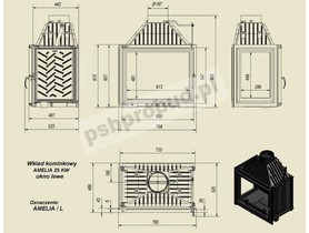 Wkład kominkowy Amelia 25 kW lewy