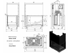 Wkład kominkowy Oliwia 18 kW boczna szyba (łączona bez szprosa) gilotyna