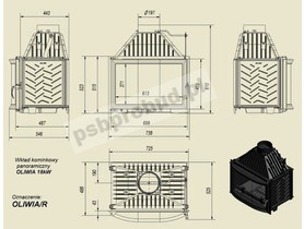 Wkład kominkowy OLIWIA 18 panoramiczny + dolot